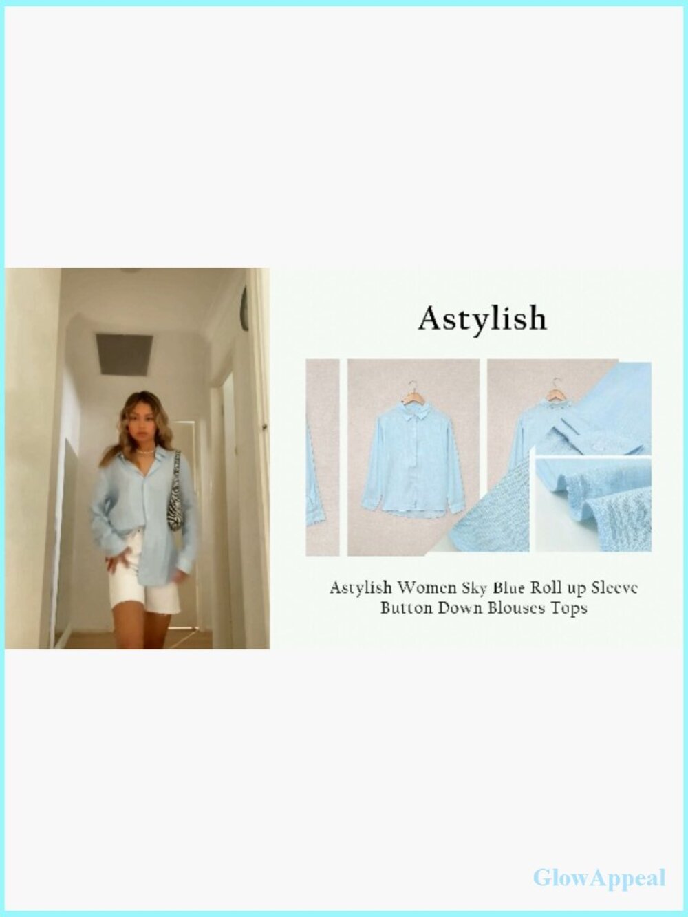V Neck Button Down Blouse Roll Up Sleeve Office Work Top - Picture 6 of 7